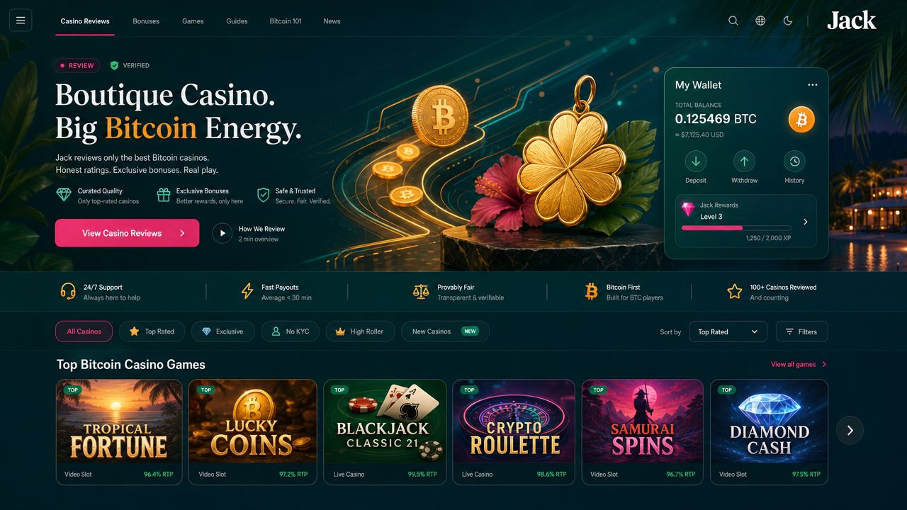 Jack online casino homepage screenshot